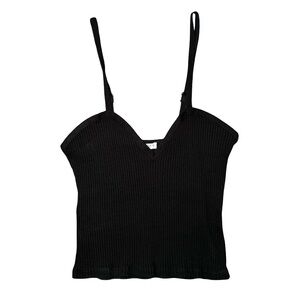 Zara Black Ribbed V-Neck Cami with Adjustable Straps